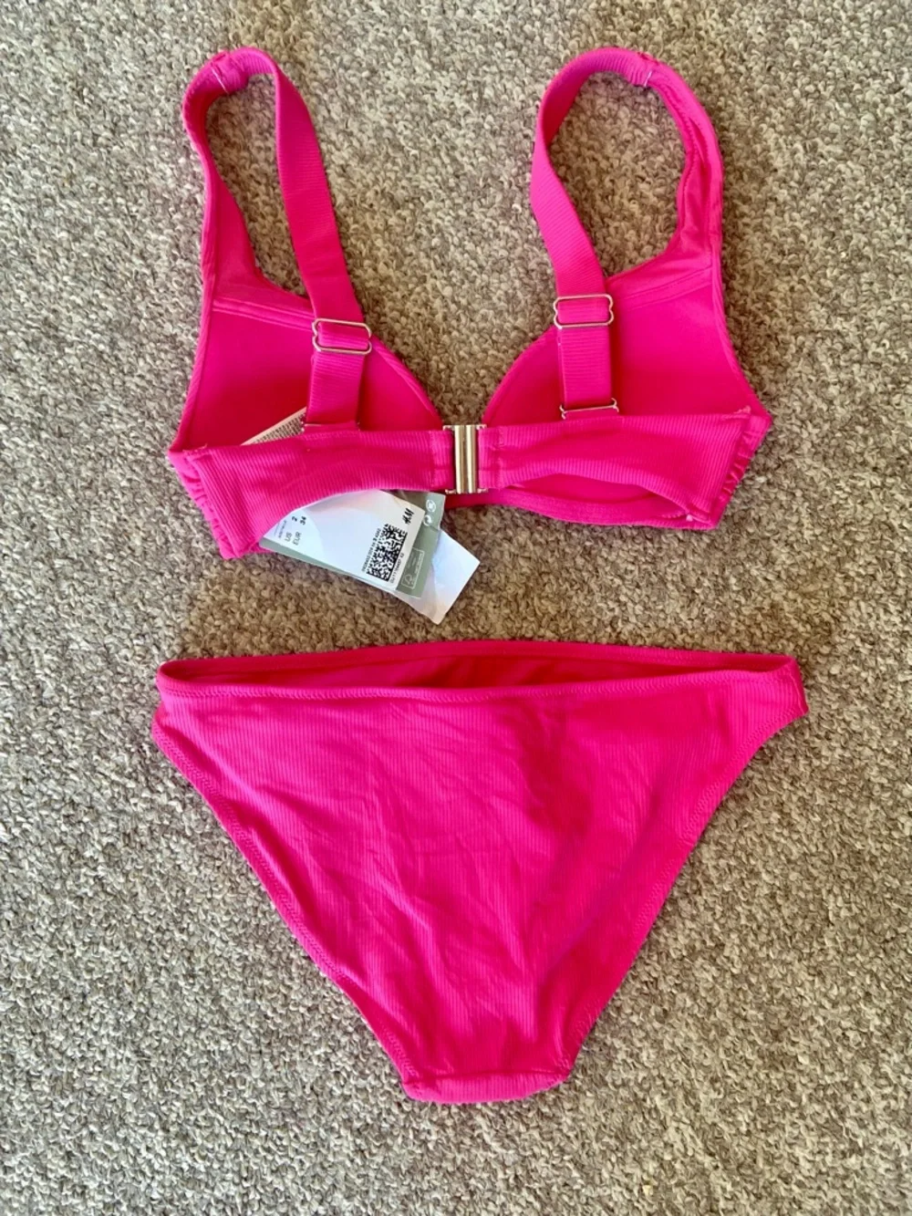 H&M Hot Pink Ribbed Two-Piece Bikini Set - Picture 2 of 4